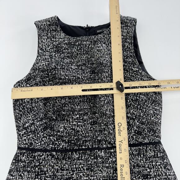 J‎ Crew Mercantile Dress Womens 4 Black White Gold Tweed Sleeveless Sheath - Picture 6 of 8